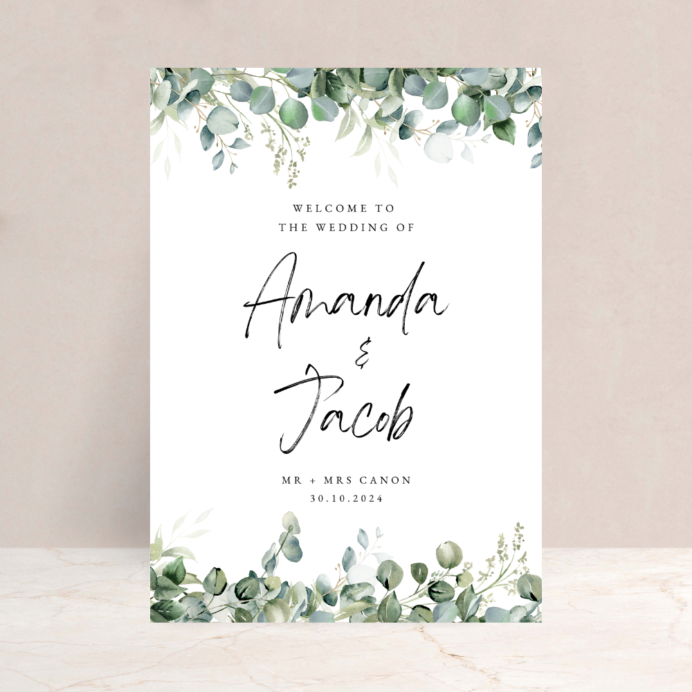 Amanda Eucalyptus Wedding Welcome Sign - The Ivy Collection | Luxury Wedding Stationery