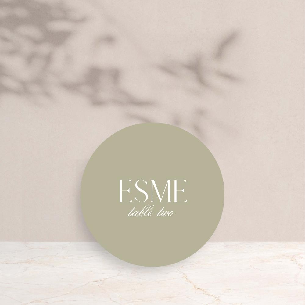 ESME Wedding Circle Place Cards - Wedding Reception Stationery available at The Ivy Collection | Luxury Wedding Stationery
