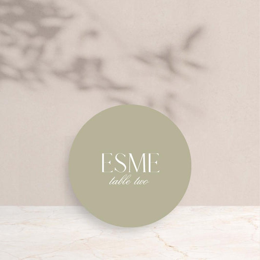 ESME Wedding Circle Place Cards - Wedding Reception Stationery available at The Ivy Collection | Luxury Wedding Stationery