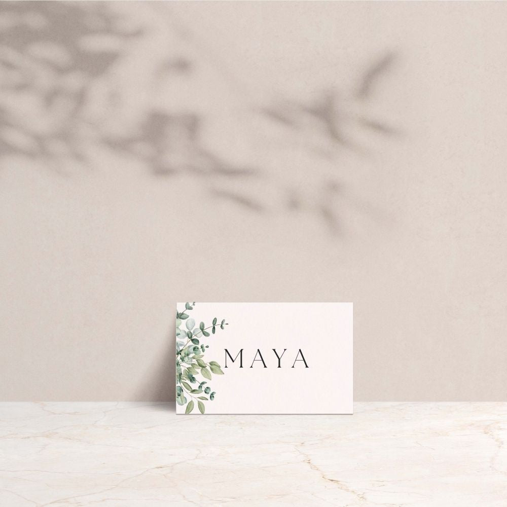 MAYA Eucalyptus Wedding Place Cards - Wedding Reception Stationery available at The Ivy Collection | Luxury Wedding Stationery
