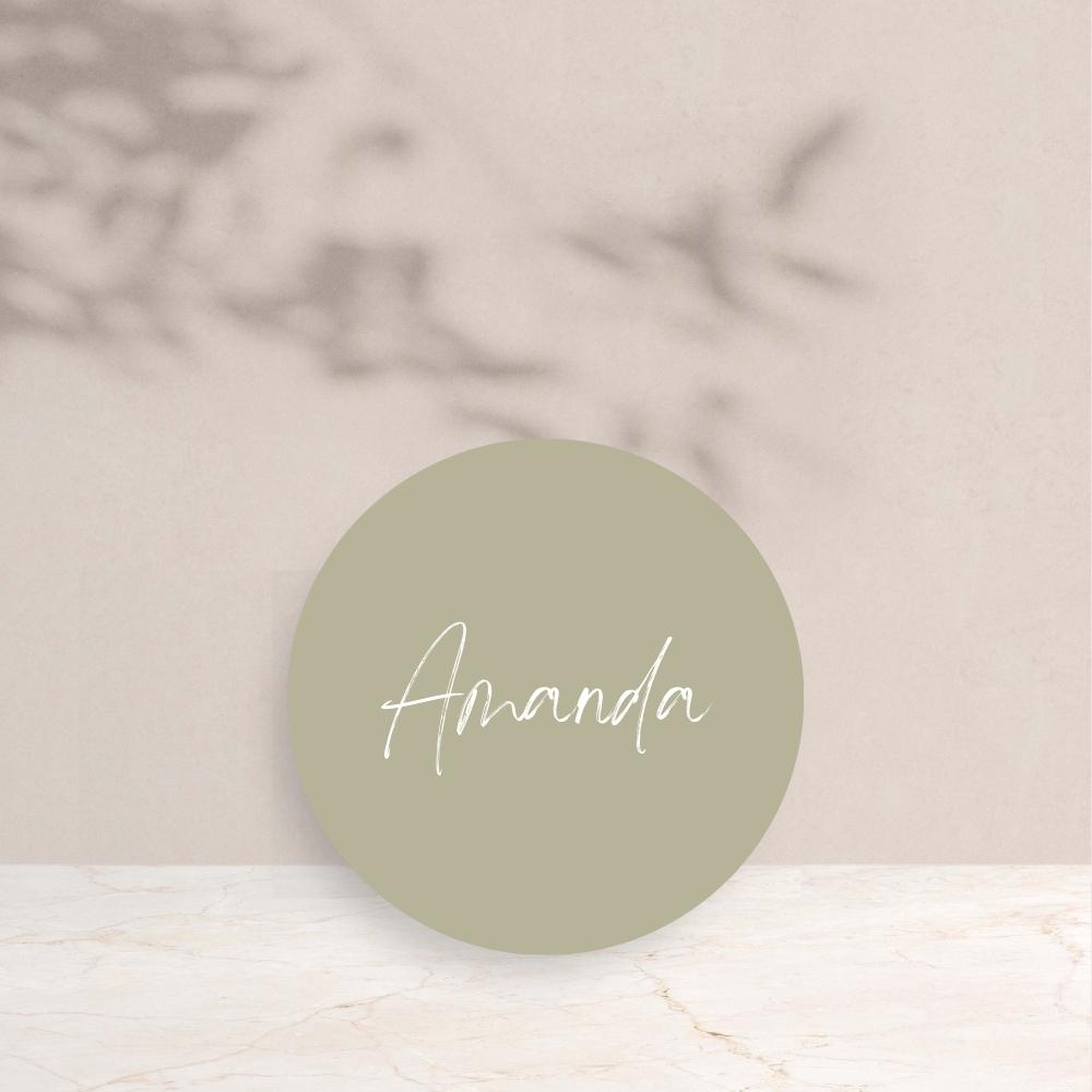 AMANDA Wedding Circle Place Cards - Wedding Reception Stationery available at The Ivy Collection | Luxury Wedding Stationery