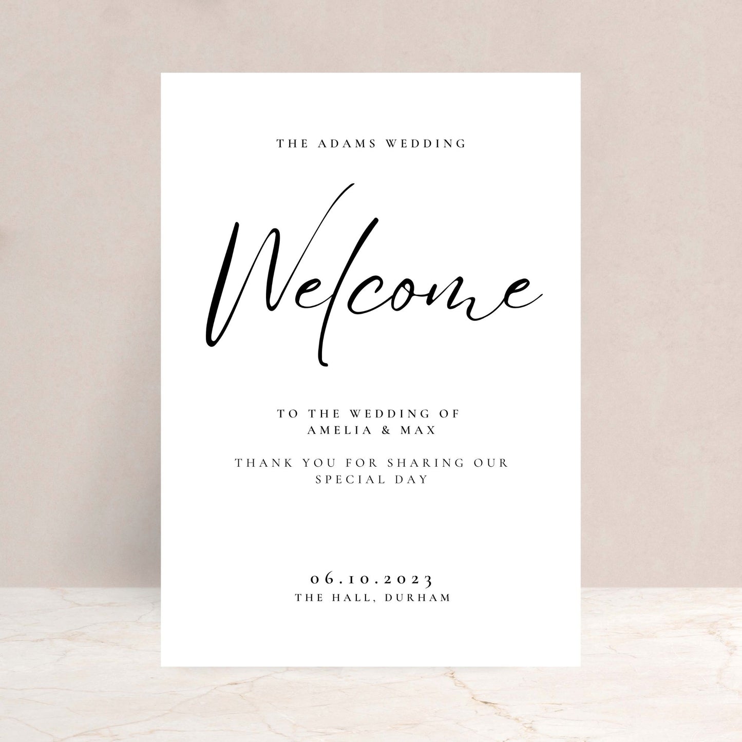 AMELIA Wedding Welcome Sign - Wedding Ceremony Stationery available at The Ivy Collection | Luxury Wedding Stationery