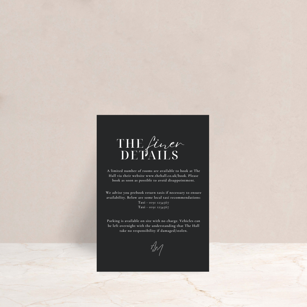 Amelia Wedding Invitation Detail Card - The Ivy Collection | Luxury Wedding Stationery