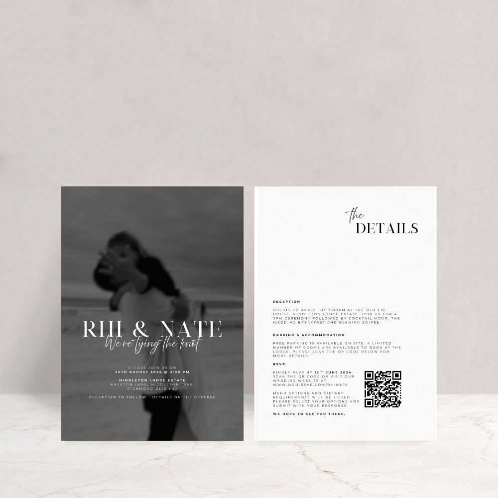 Rhi Double Sided Wedding Picture Invitations - The Ivy Collection | Luxury Wedding Stationery