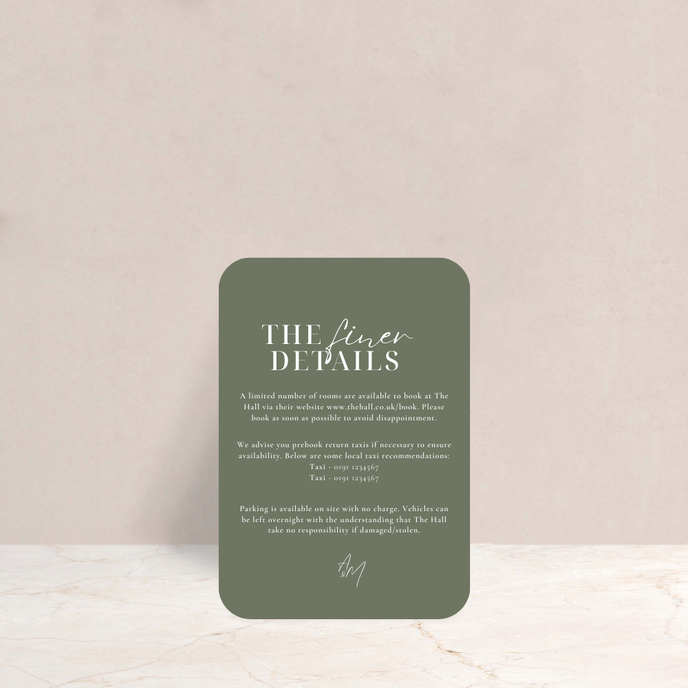 Amelia Wedding Invitation Detail Card - The Ivy Collection | Luxury Wedding Stationery