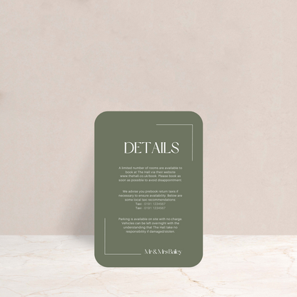 Isobel Wedding Invitation Detail Card