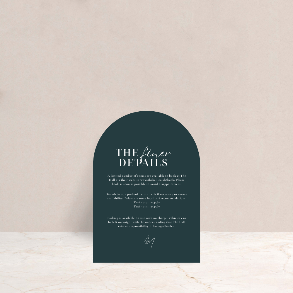 Amelia Wedding Invitation Detail Card - The Ivy Collection | Luxury Wedding Stationery