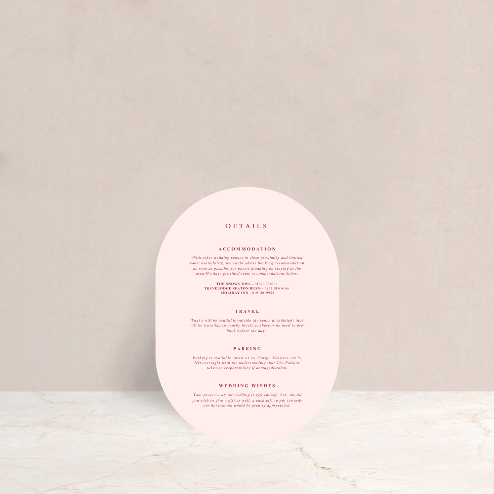 Ebony Wedding Invitation Detail Card
