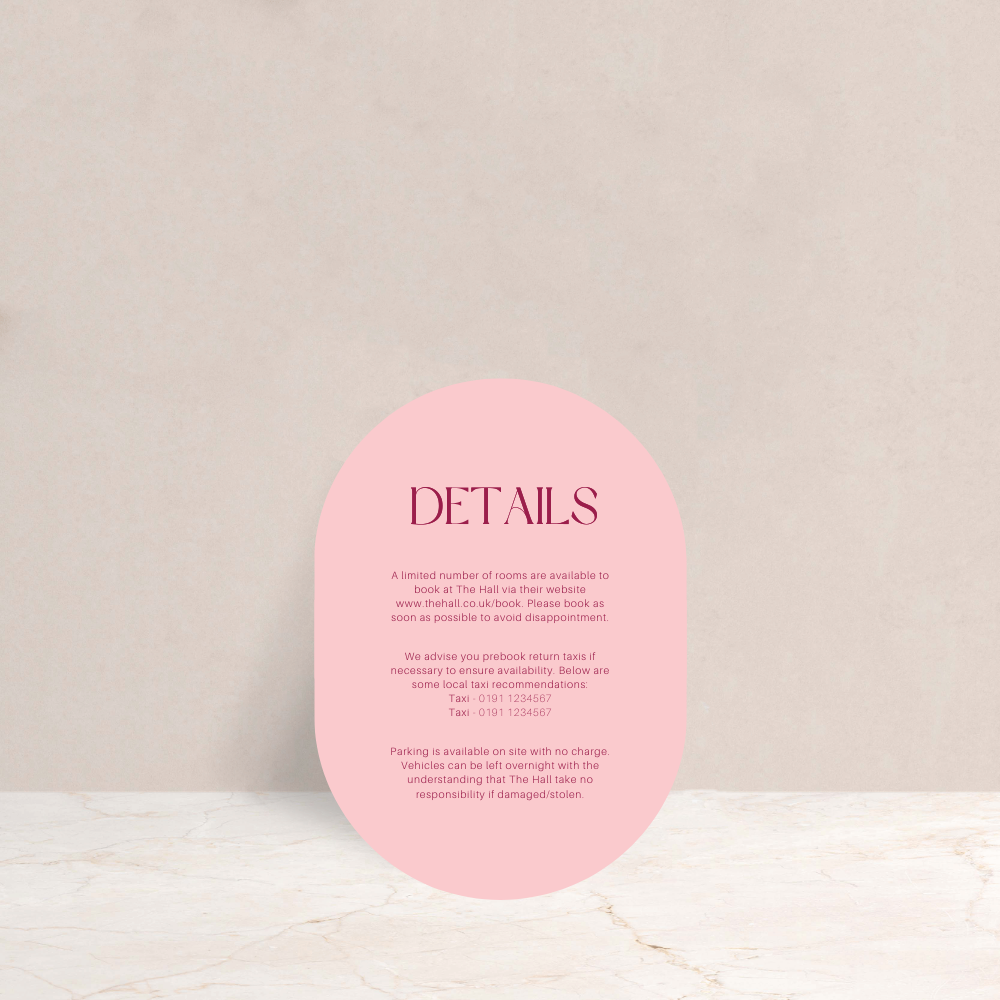 Isobel Wedding Invitation Detail Card