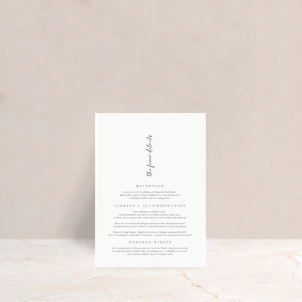 Grace Wedding Invitation Detail Card