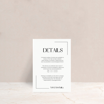 Isobel Wedding Invitation Detail Card