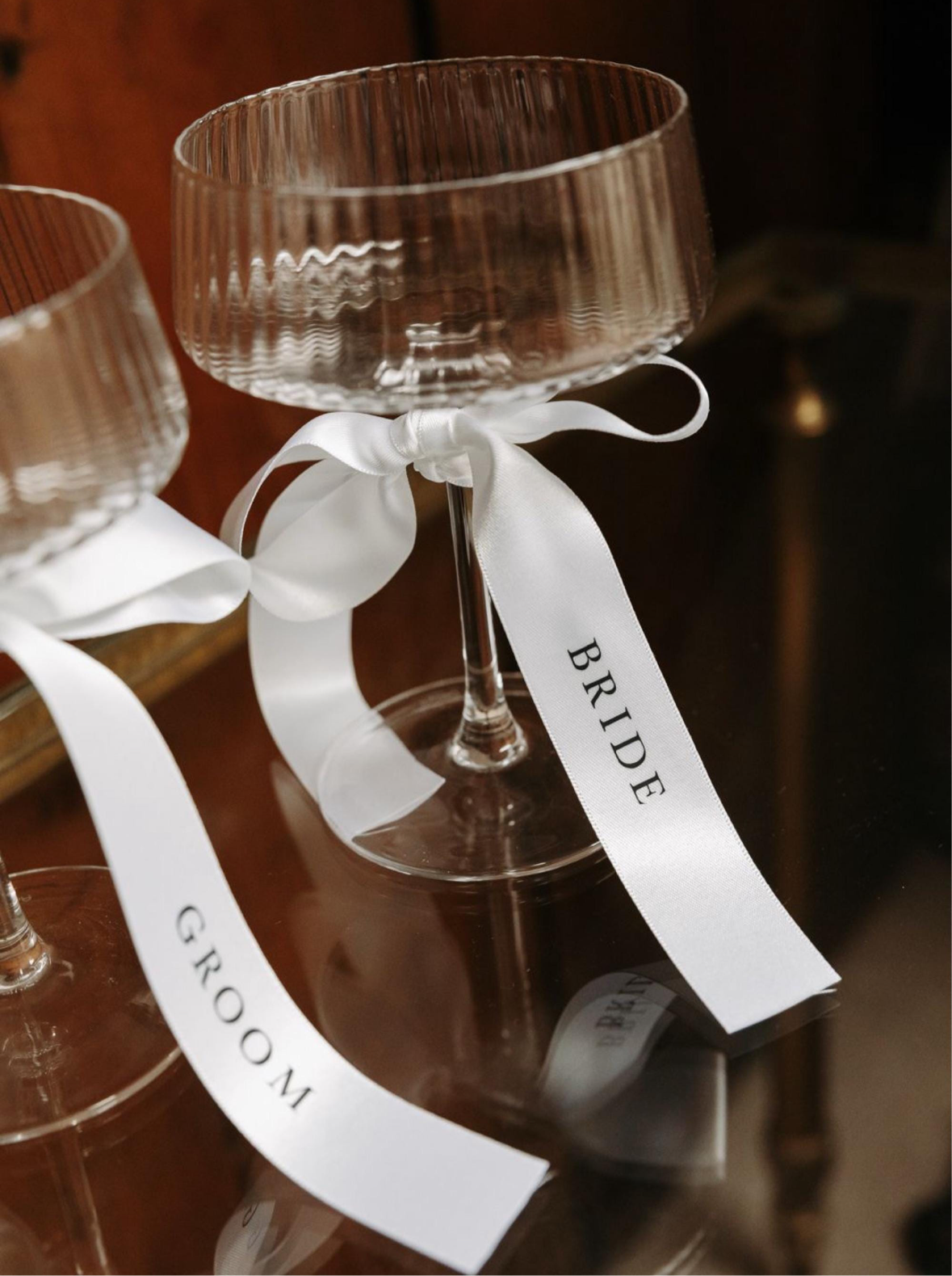 Ebony Wedding Personalised Satin Ribbon Place Name