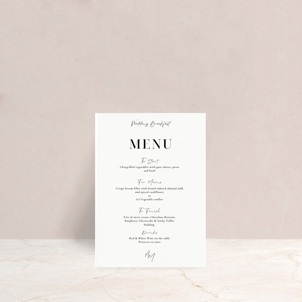 Amelia Wedding Menus - The Ivy Collection | Luxury Wedding Stationery