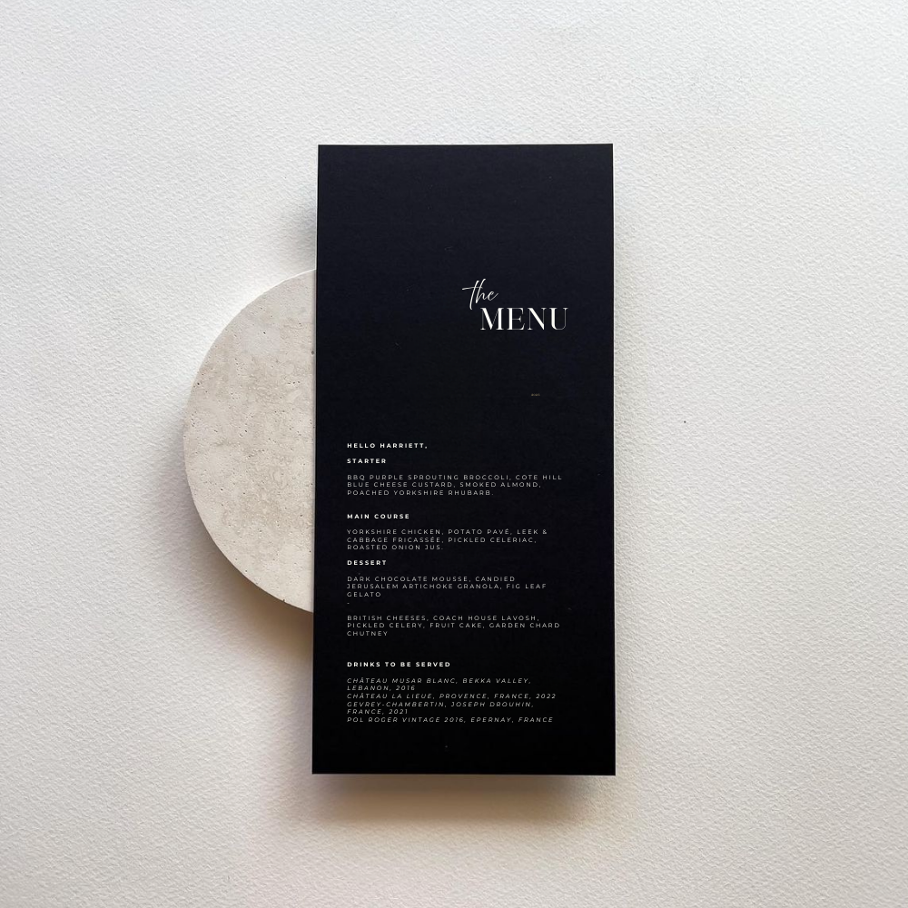 Rhi Wedding Menus - The Ivy Collection | Luxury Wedding Stationery