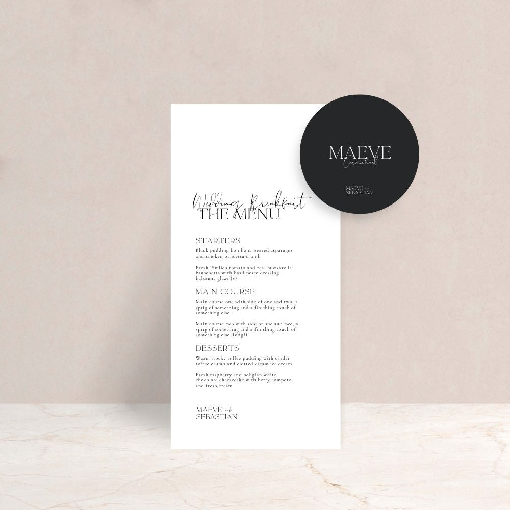 MAEVE Wedding Menu and Place Card Set