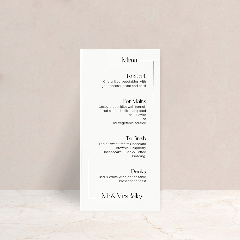 Isobel Wedding Menus