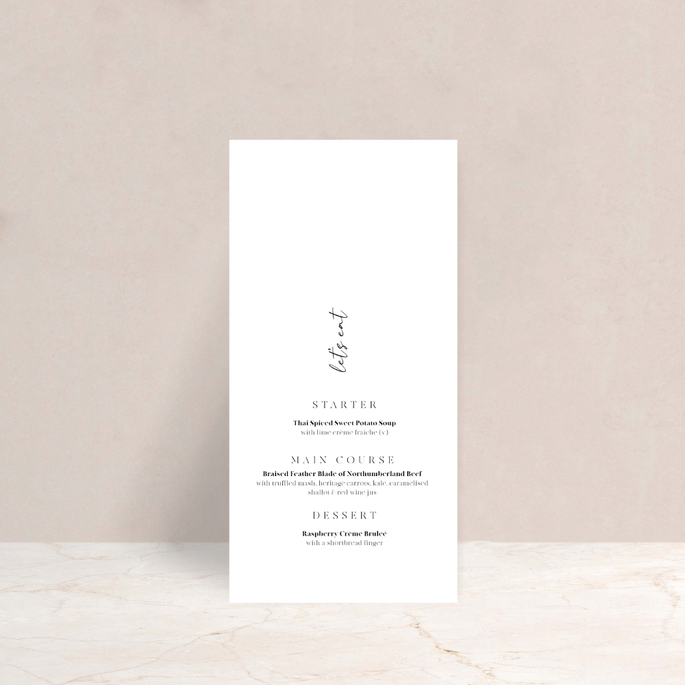 Grace Wedding Menus