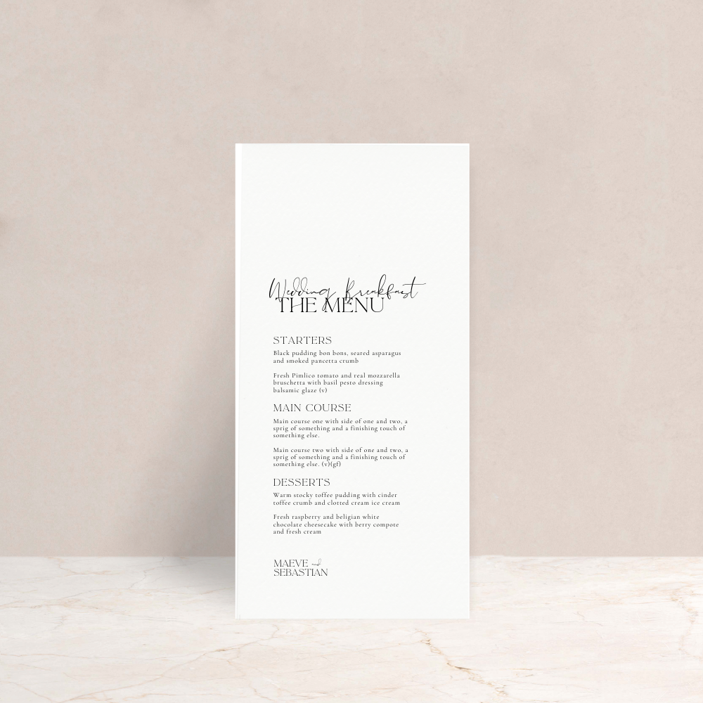 MAEVE Wedding Menus