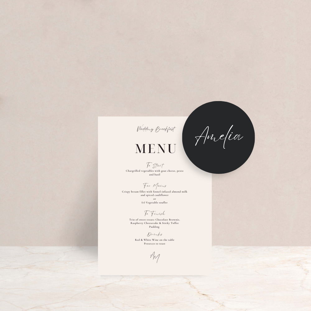 Amelia Wedding Menu and Place Card Set - The Ivy Collection | Luxury Wedding Stationery