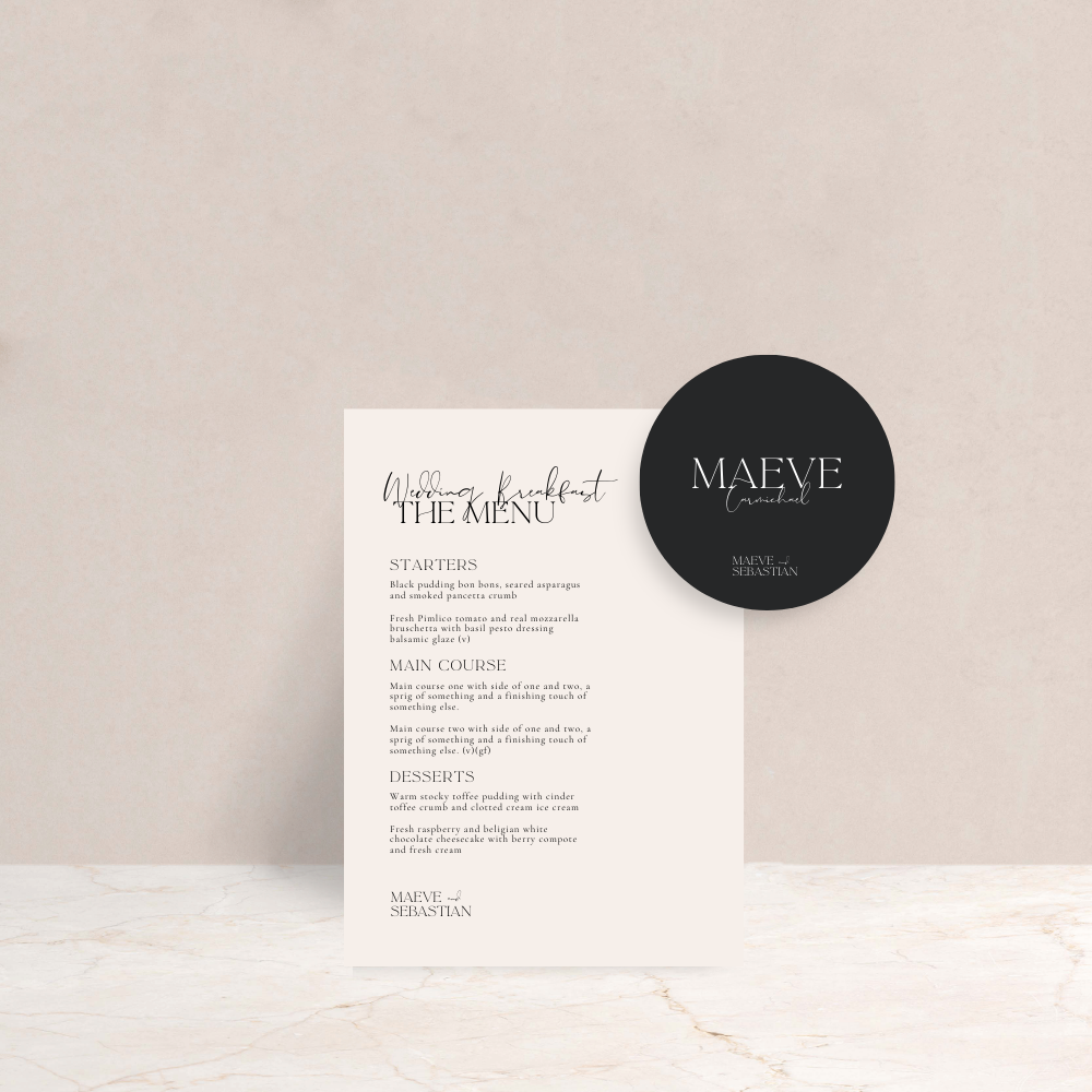MAEVE Wedding Menu and Place Card Set - The Ivy Collection | Luxury Wedding Stationery