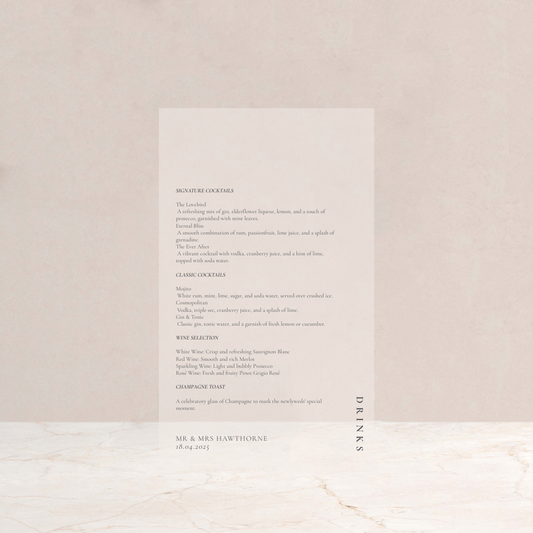 Olivia Personalised Wedding Menu Set