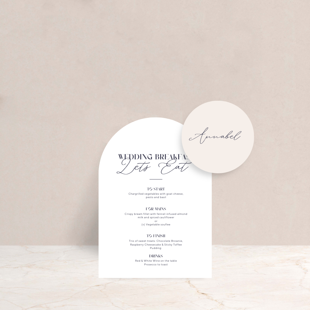 Annabel Wedding Menu and Place Card Set - The Ivy Collection | Luxury Wedding Stationery