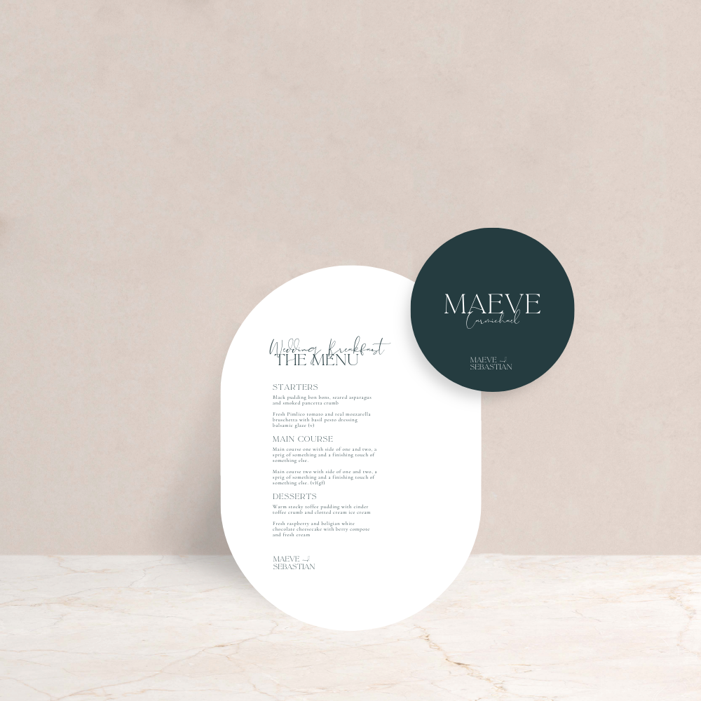 MAEVE Wedding Menu and Place Card Set - The Ivy Collection | Luxury Wedding Stationery