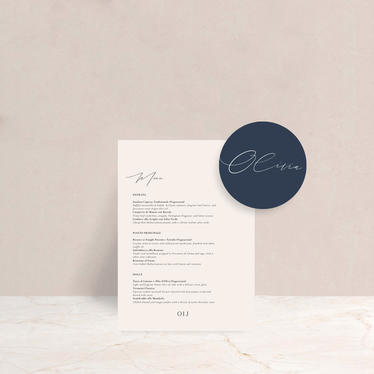 Olivia Wedding Menu and Place Card Set