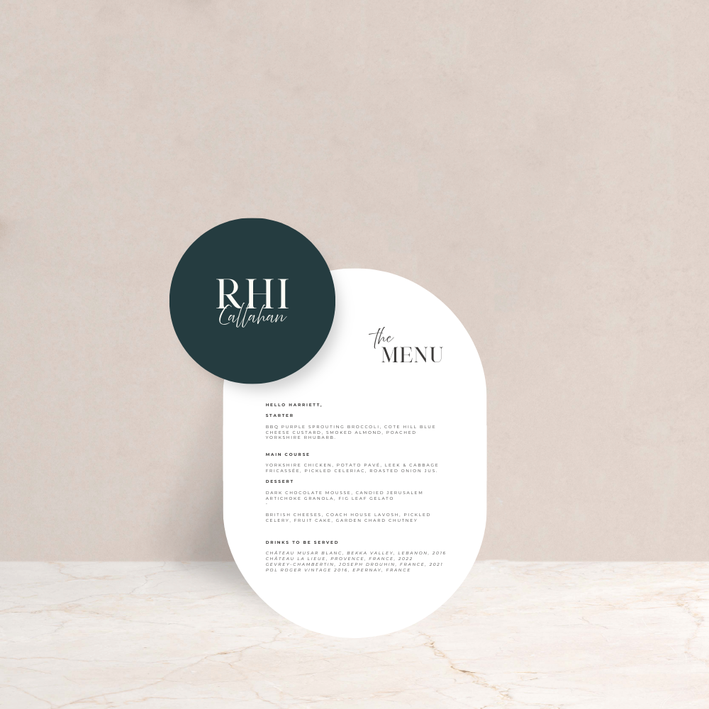 Rhi Wedding Menu and Place Card Set - The Ivy Collection | Luxury Wedding Stationery