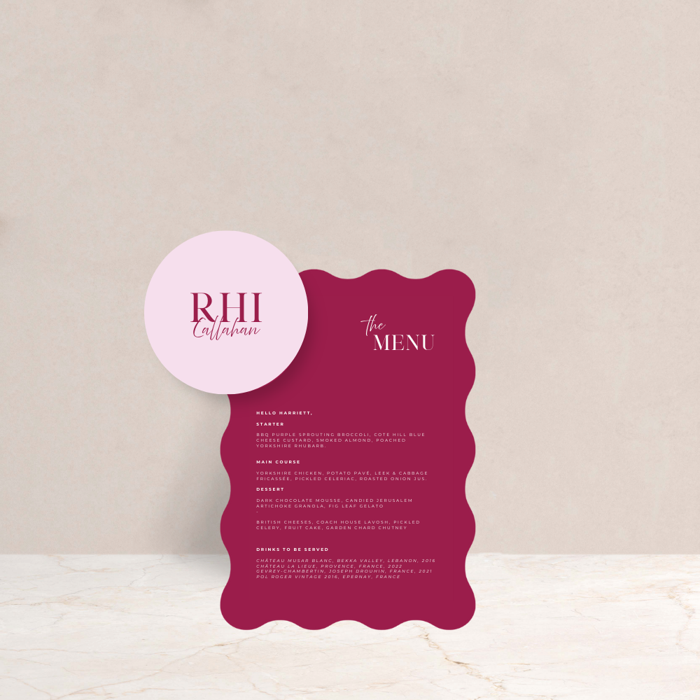 Rhi Wedding Menu and Place Card Set - The Ivy Collection | Luxury Wedding Stationery