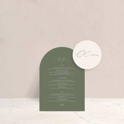 Olivia Wedding Menu and Place Card Set