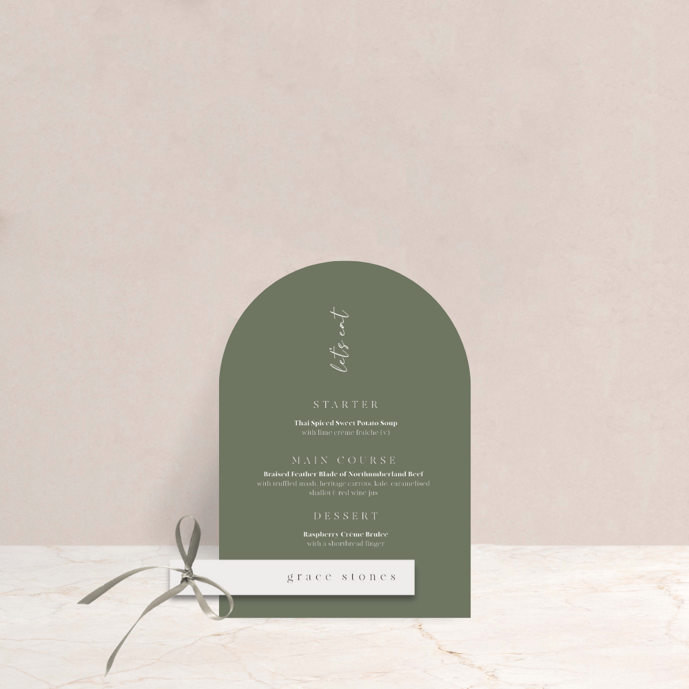 Grace Wedding Menu and Place Card Set