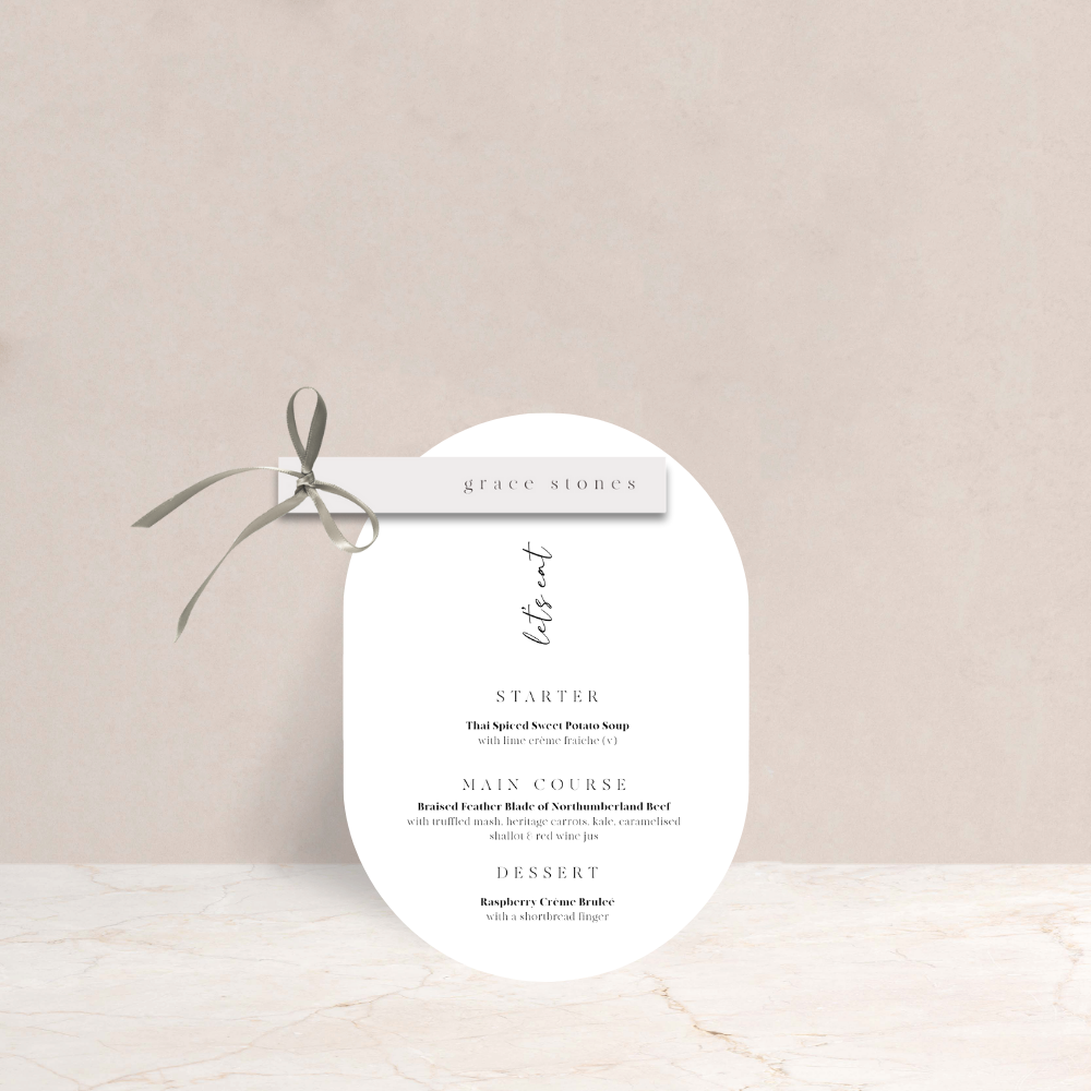 Grace Wedding Menu and Place Card Set