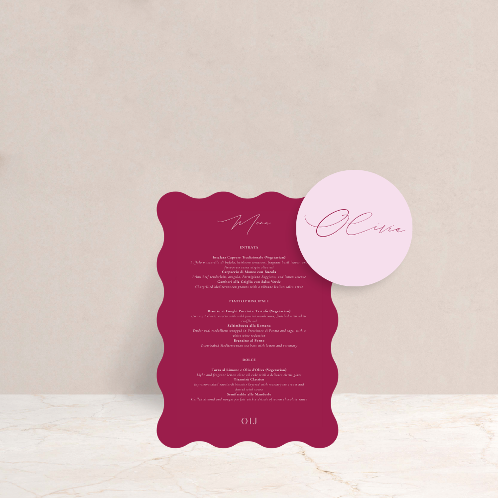 Olivia Wedding Menu and Place Card Set