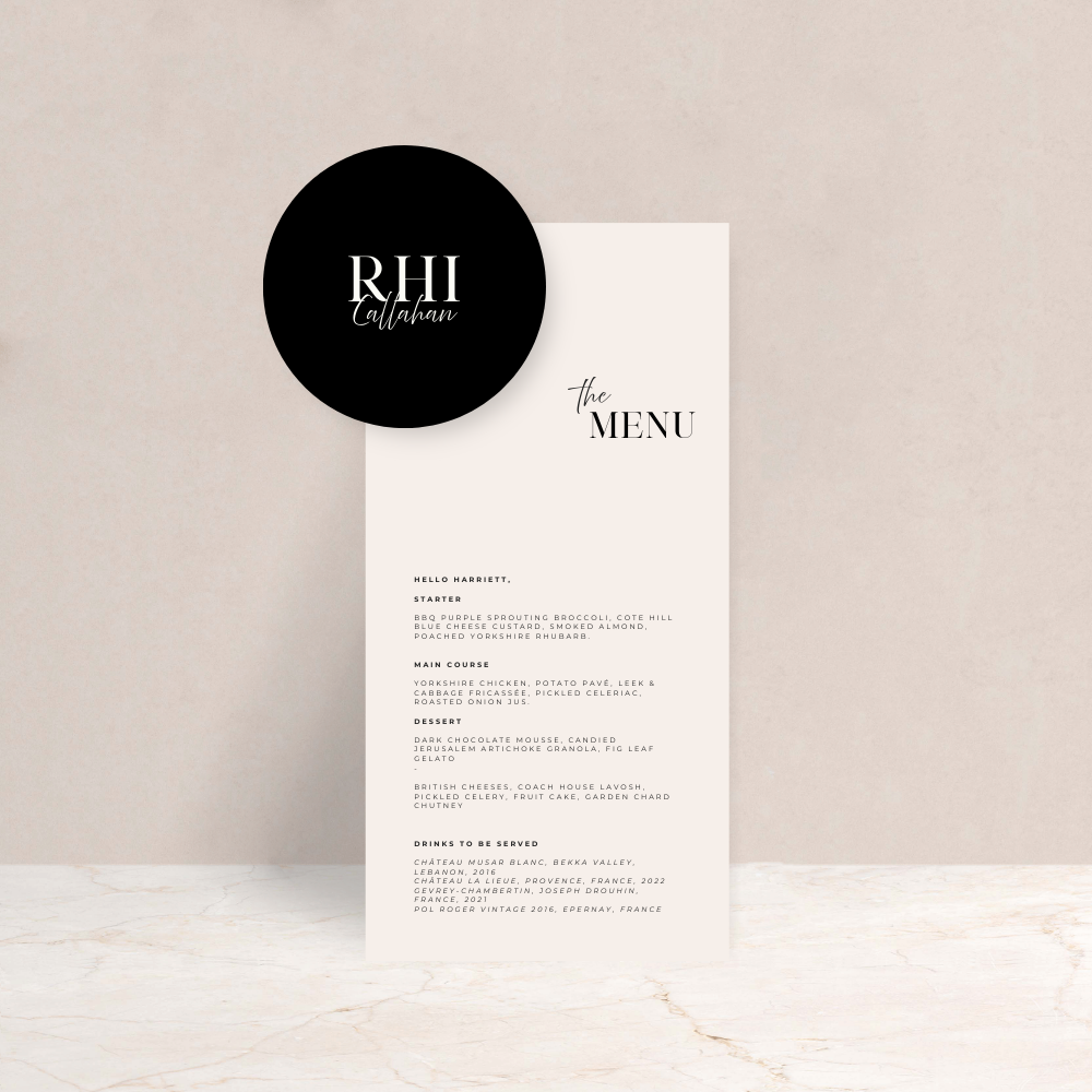 Rhi Wedding Menu and Place Card Set - The Ivy Collection | Luxury Wedding Stationery