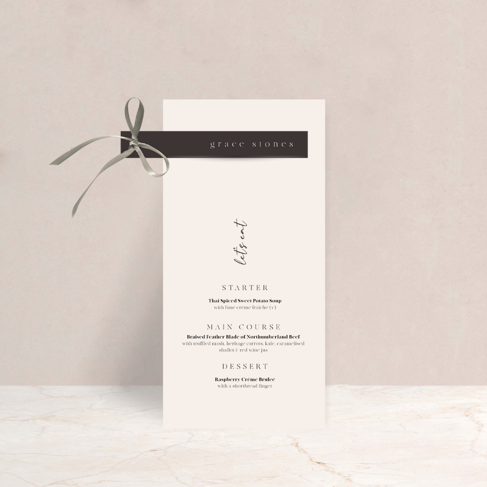 Grace Wedding Menu and Place Card Set
