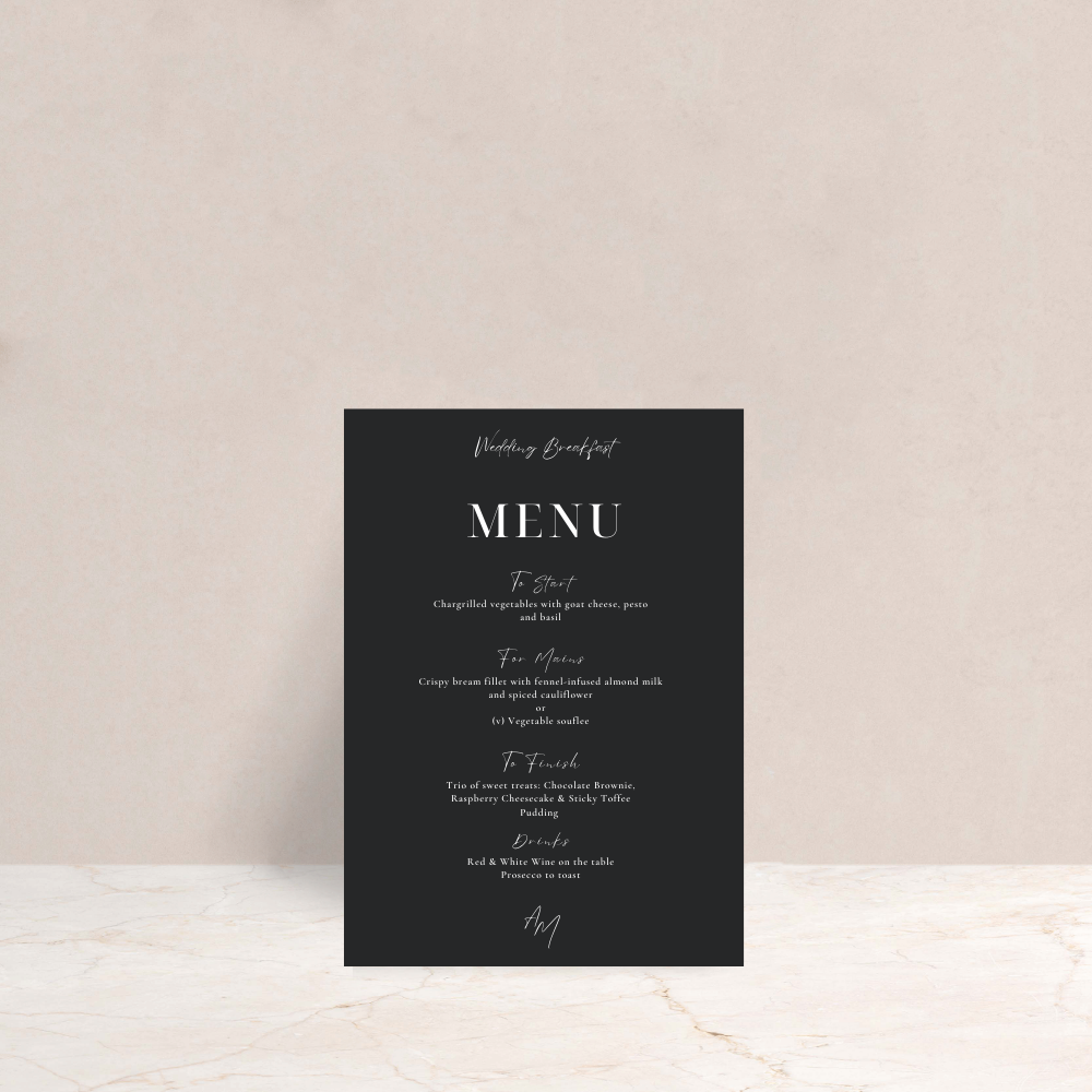 Amelia Wedding Menus - The Ivy Collection | Luxury Wedding Stationery