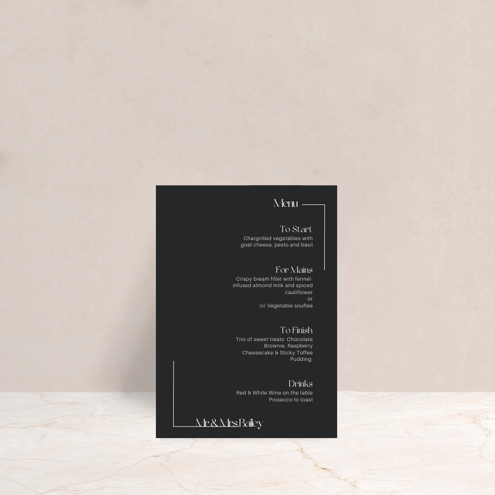 Isobel Wedding Menus