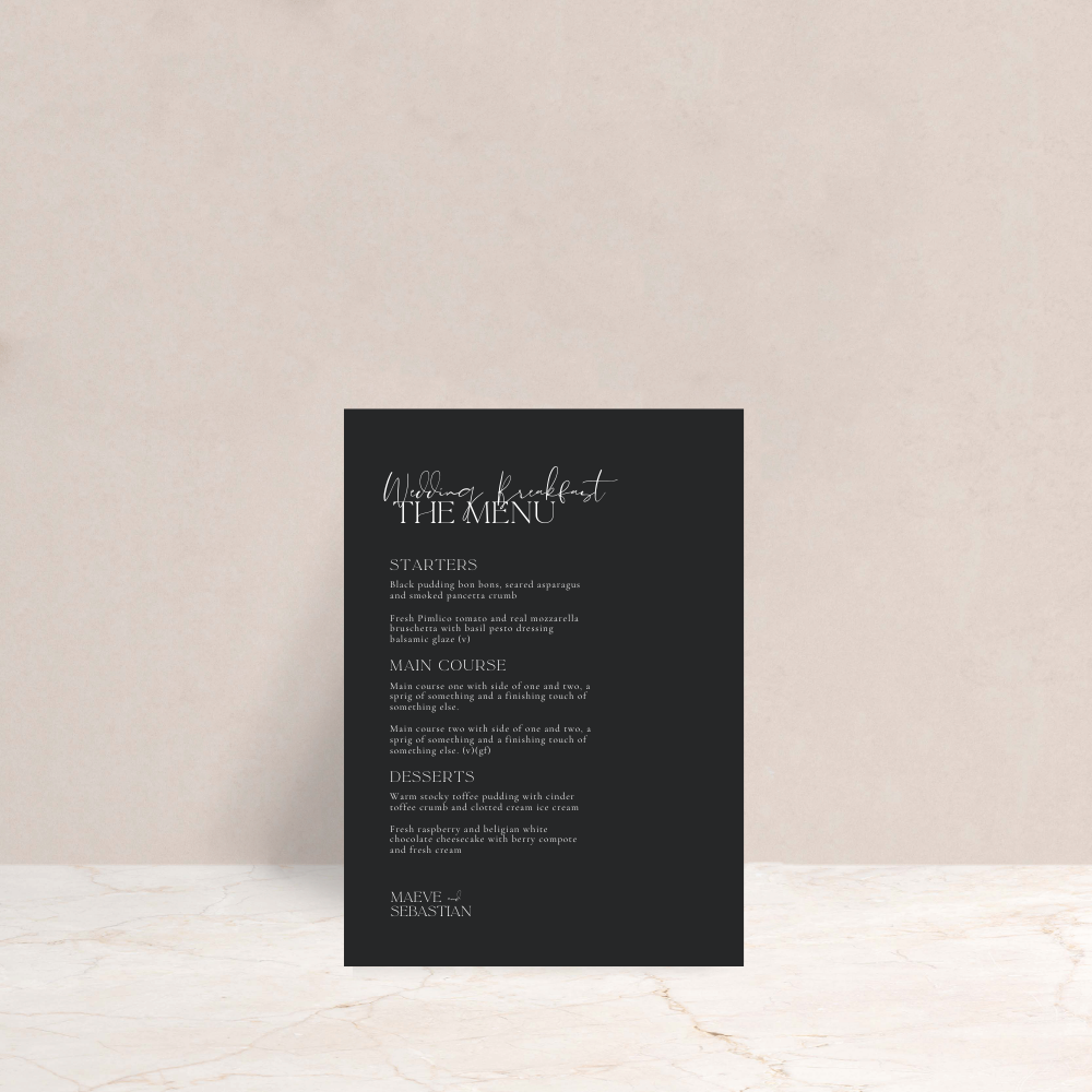 MAEVE Wedding Menus