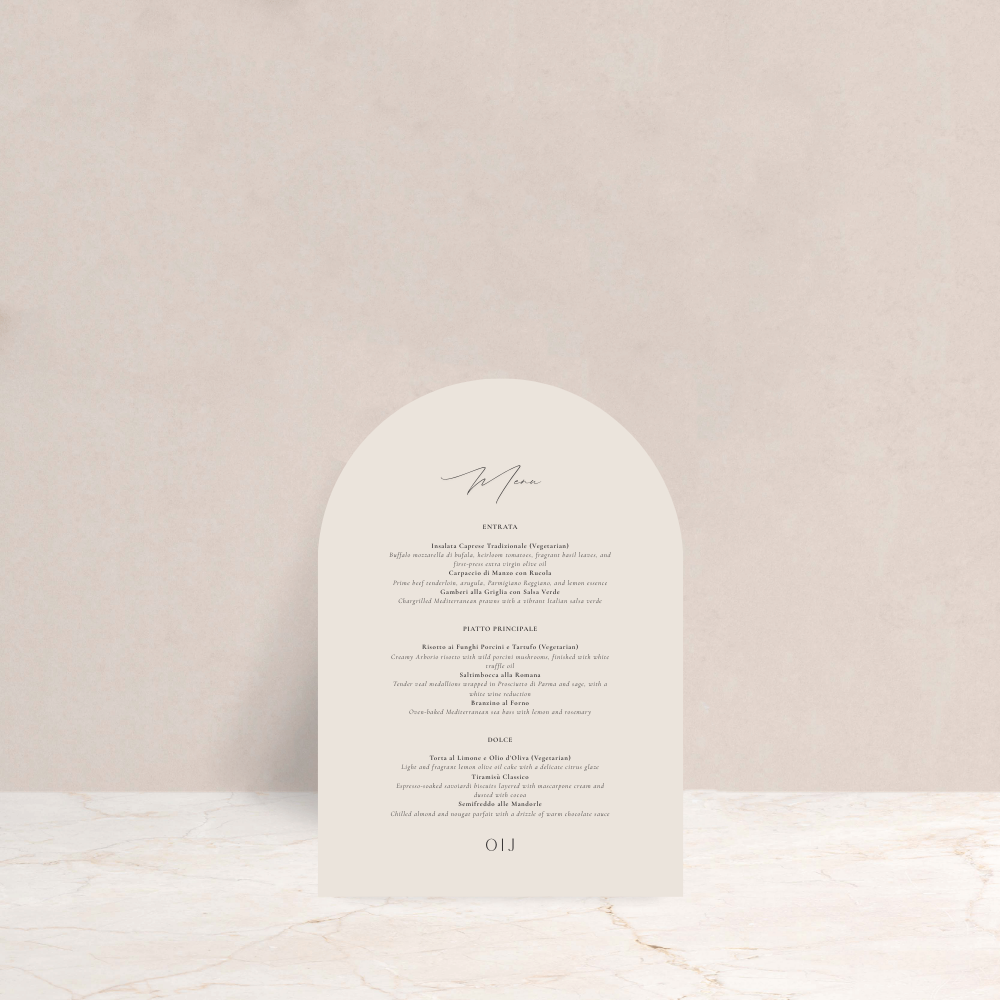 Olivia Wedding Menus