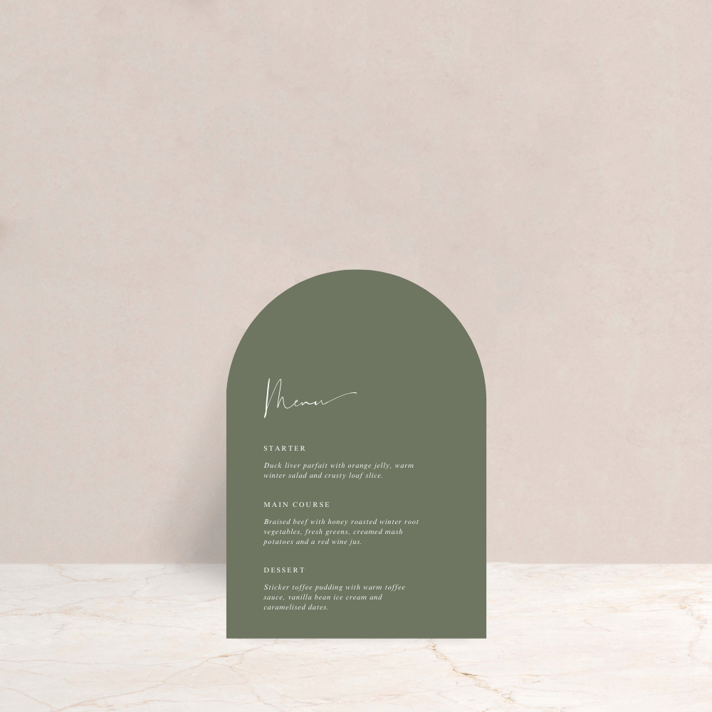 Ebony Wedding Menus