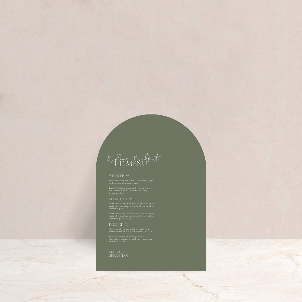 MAEVE Wedding Menus