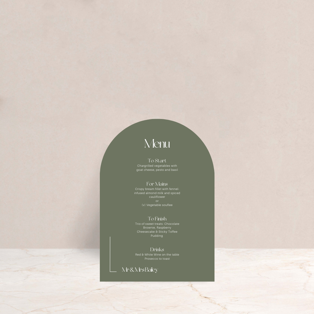 Isobel Wedding Menus