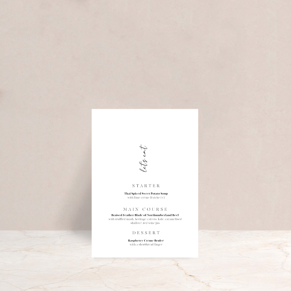 Grace Wedding Menus