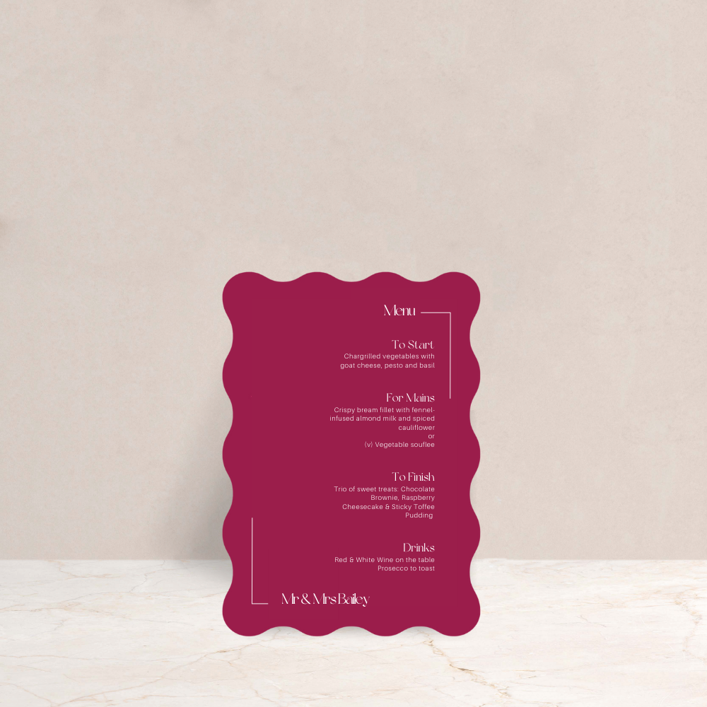 Isobel Wedding Menus