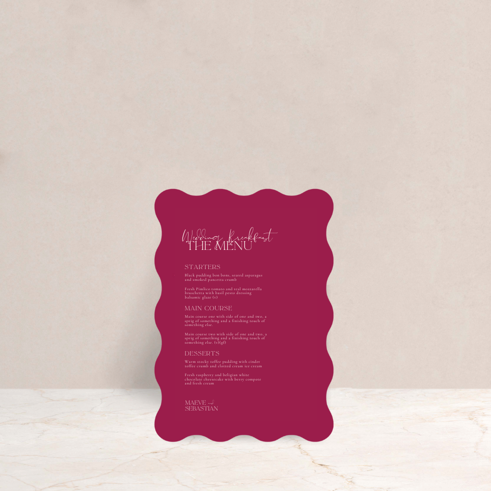 MAEVE Wedding Menus