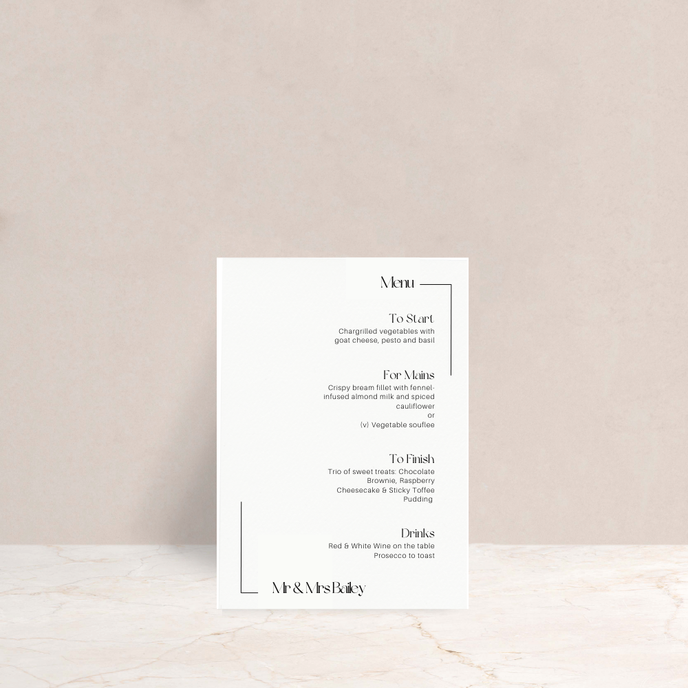 Isobel Wedding Menus