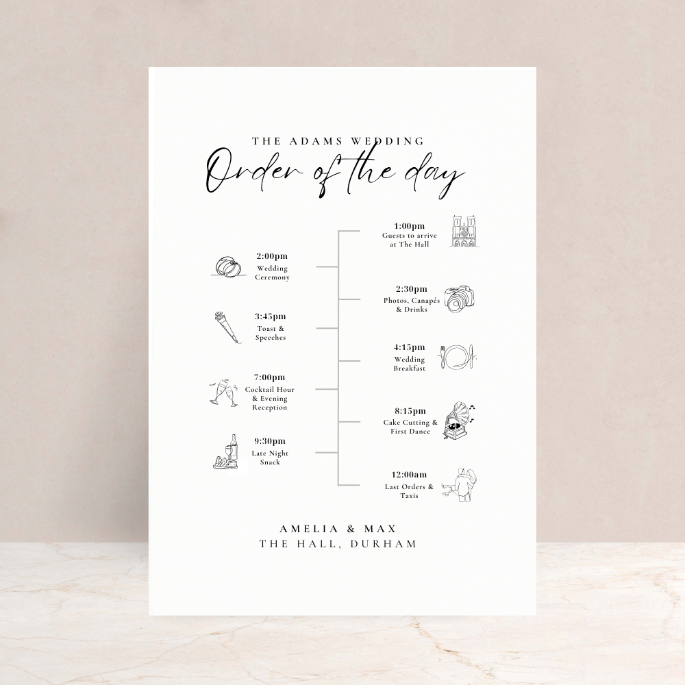 Amelia Wedding Order of the Day Sign - The Ivy Collection | Luxury Wedding Stationery
