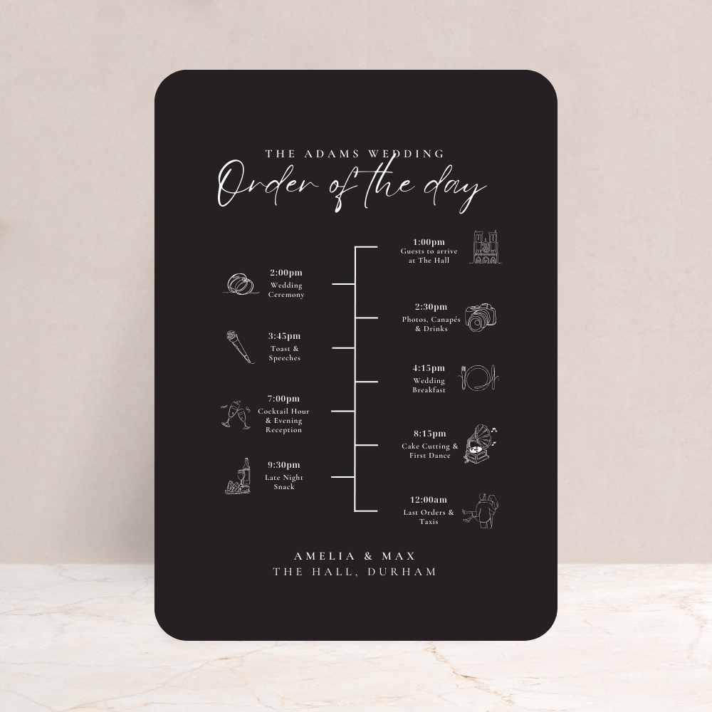 Amelia Wedding Order of the Day Sign - The Ivy Collection | Luxury Wedding Stationery