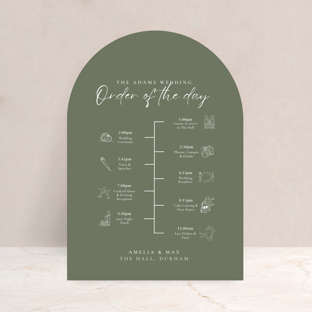 Amelia Wedding Order of the Day Sign - The Ivy Collection | Luxury Wedding Stationery